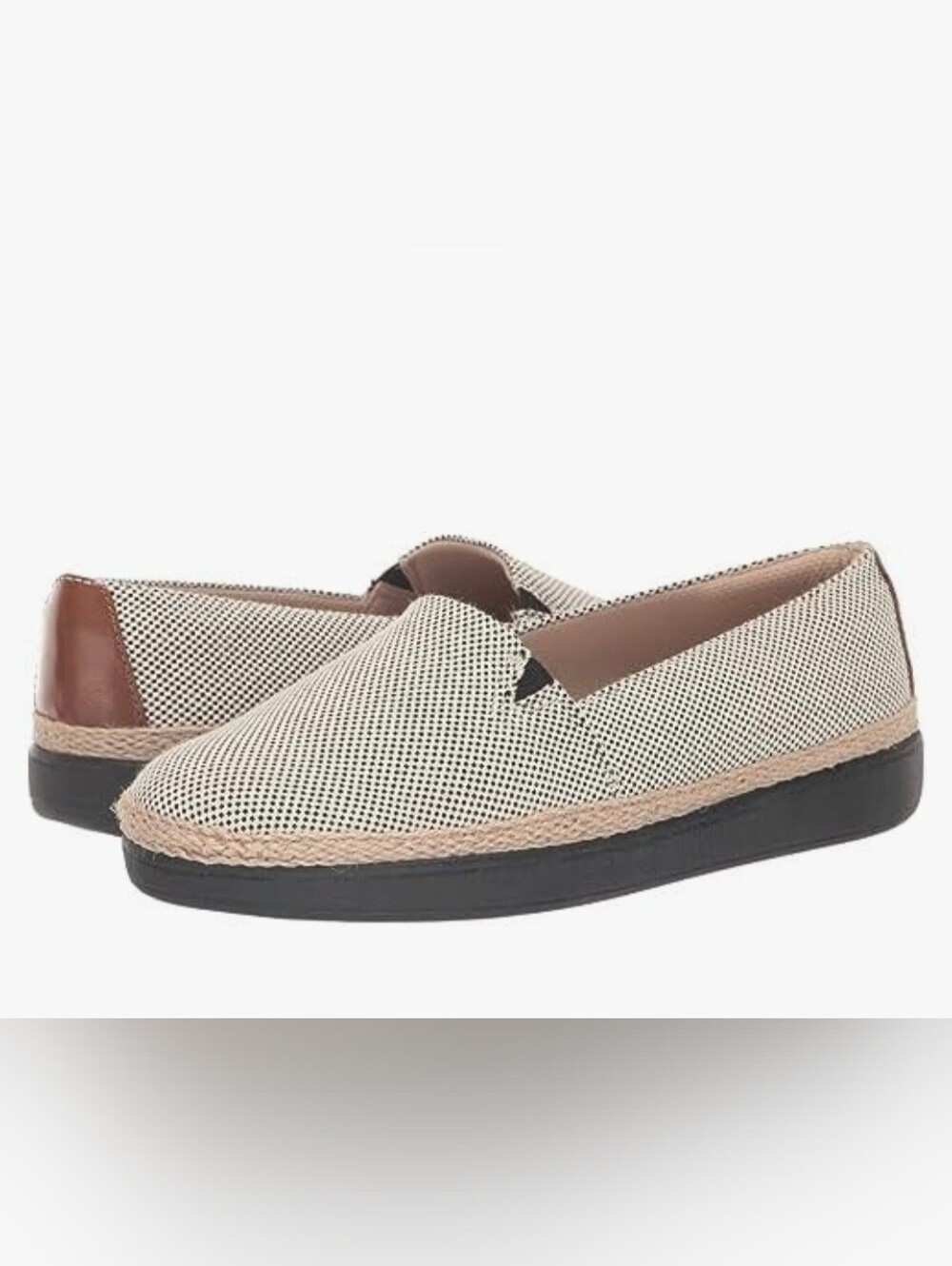 Trotters 7w Woven Accent Comfort Loafers Espadrille Slip On Shoe  Black Linen